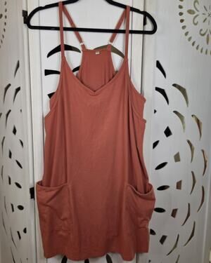 Unbranded Women's Jumper Dress Sleeveless Salmon Pockets Preppy Size Large